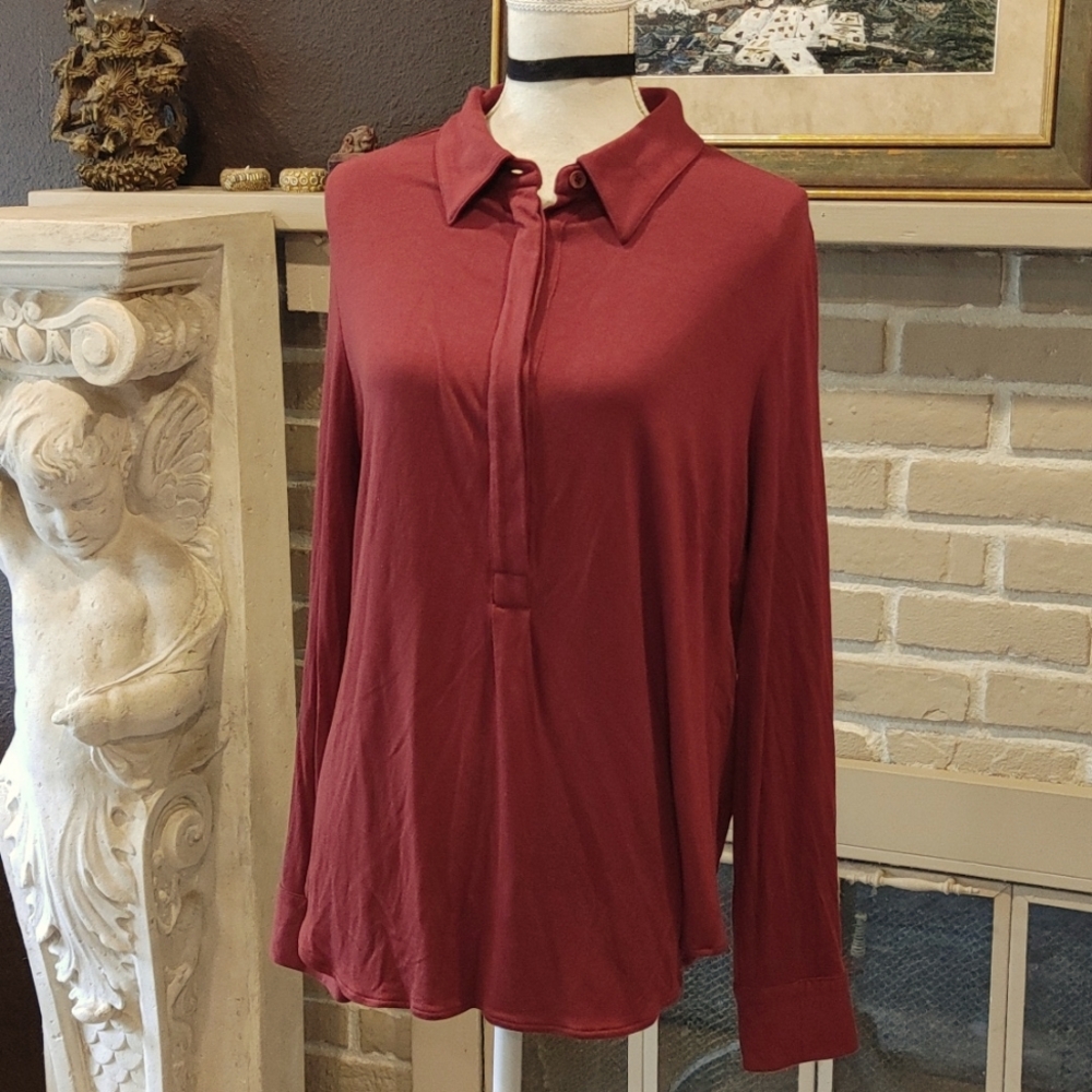 Elbe 1/2 placket liq jersey sienna Small 14/16
